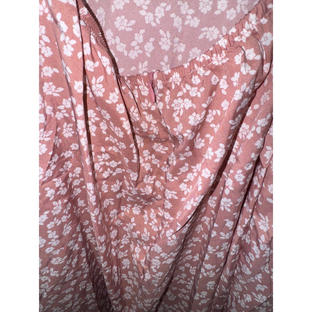 Pink XS Floral Mini Dress Back Cutout Tie Adjustable Straps Coquette Beachy Chic - Picture 3 of 5